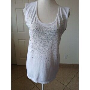 L.C. Couture Women's Seamless Applique Sleeveless Tank‎ color White size 2X